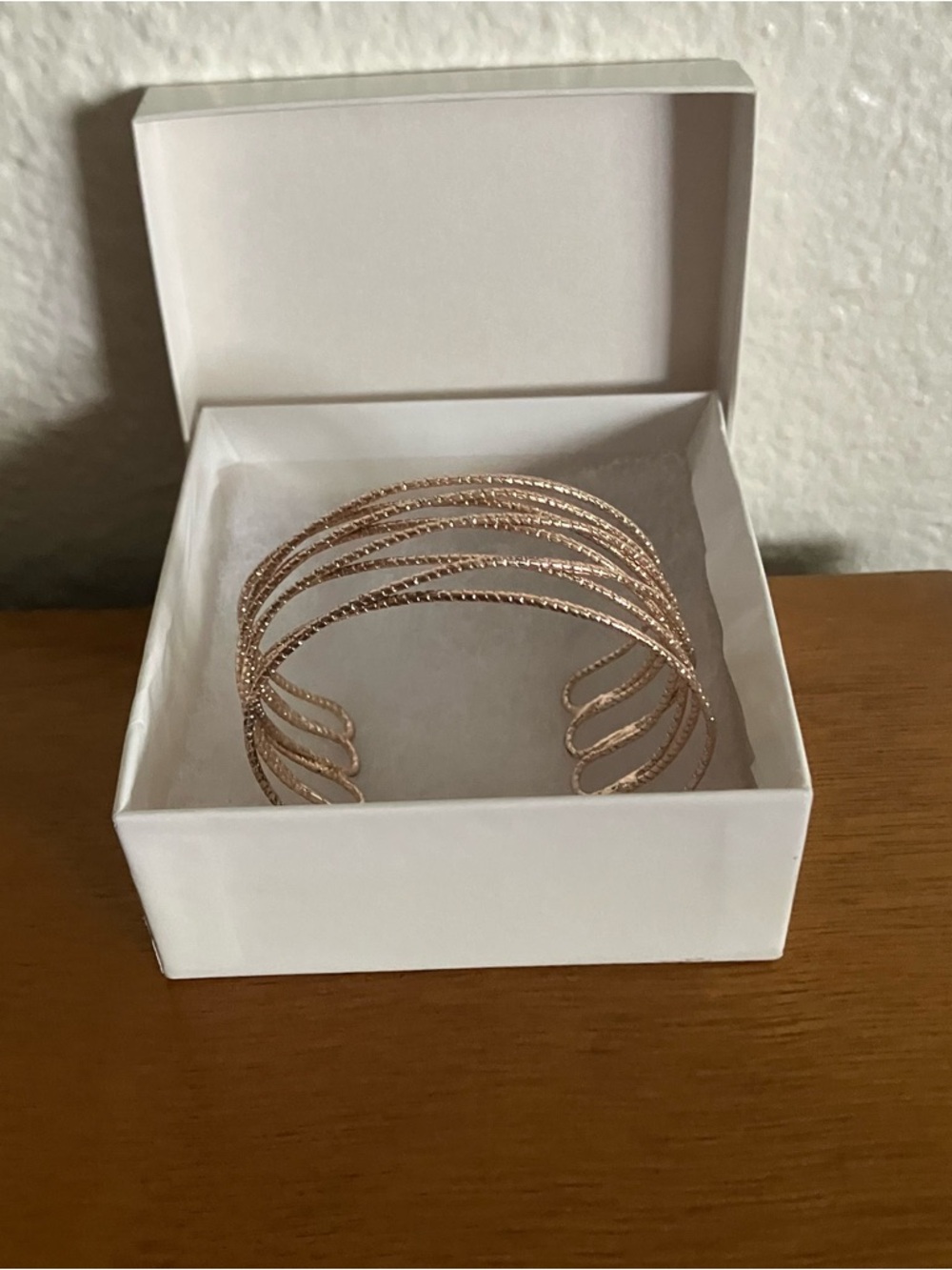 Macy's Rose Gold Multi-Row Open Cuff Bracelet with Box